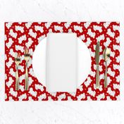 Tiny Trotting Coton de Tulear and paw prints - red