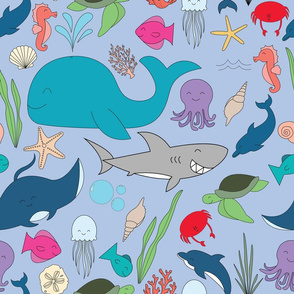 Kawaii Ocean Fabric, Wallpaper and Home Decor | Spoonflower