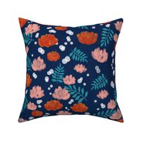 Modern blush navy floral