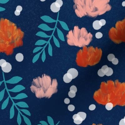 Modern blush navy floral