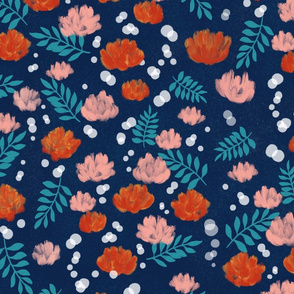 Modern blush navy floral