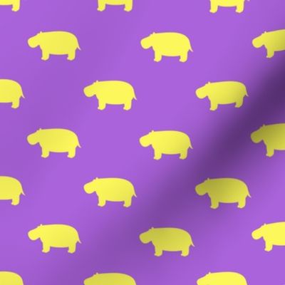 hippos - hippopotamus cute - yellow and purple - LAD19