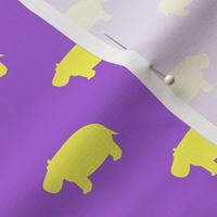 hippos - hippopotamus cute - yellow and purple - LAD19