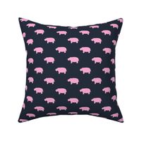 hippos - hippopotamus cute - pink on blue - LAD19