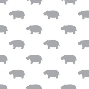 hippos - hippopotamus cute - grey - LAD19