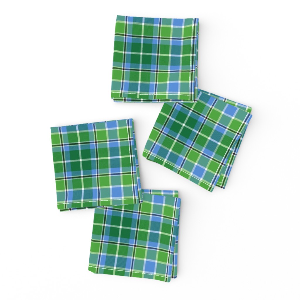 Green Blue Black and White Plaid 