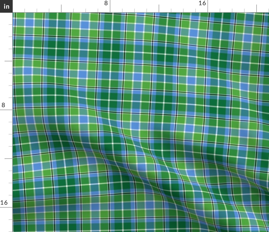 Green Blue Black and White Plaid 