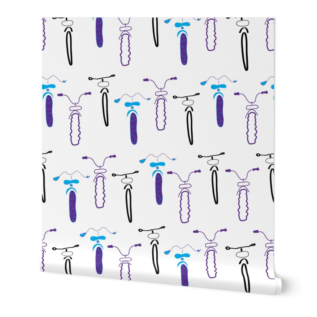 Big Bold Bicycles in a Row on White background