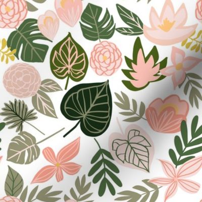 Late Summer Tropical Floral + Leaves