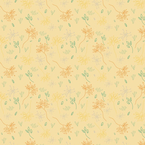 Floral Doodle on creamy yellow background