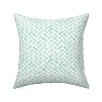 (small scale) watercolor herringbone (aqua) LAD19