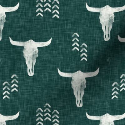 desert skulls - boho - southwest cow skull - green - LAD19