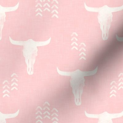 desert skulls - boho - southwest cow skull - pink - LAD19