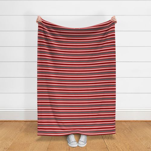 Horizontal Red Black and White Stripes