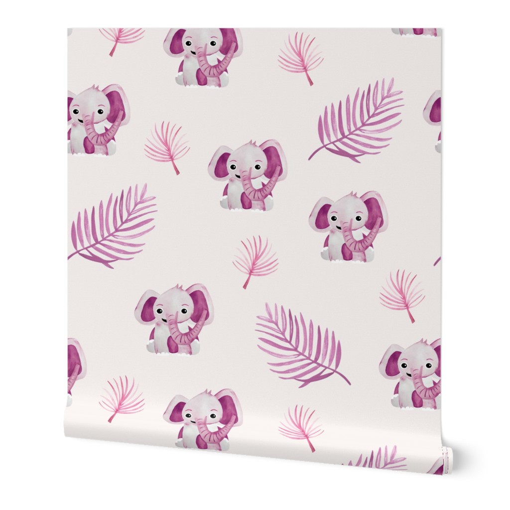 Little elephant friends adorable boho style kawaii nursery print summer pink girls