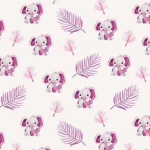 Little elephant friends adorable boho style kawaii nursery print summer pink girls