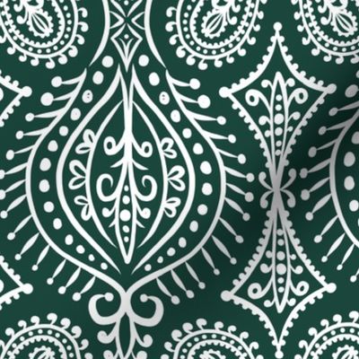 Marrakech - Paisley Forest Green Large Scale 