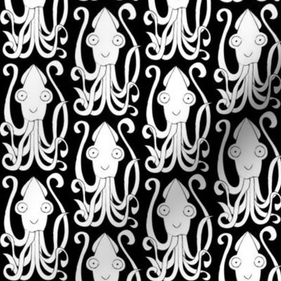 white squids on black