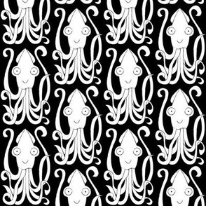 white squids on black