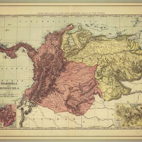 Colombia and Venezuela antique map - XL