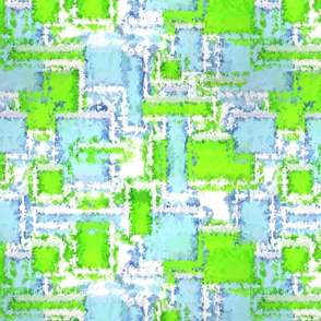earth and sky vivid, abstract, geometric, maze, blue, green, white
