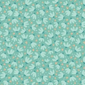 Simple flowers - seafoam - small scale