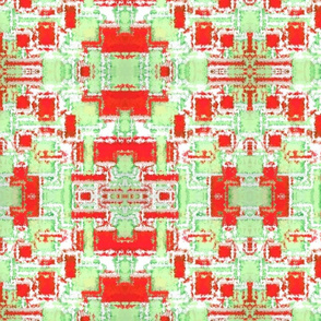 Holiday abstract geometric, maze, red, green