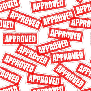 28 approved accepted yes approval certified certificate rubber stamp red ink pad documents files white background chop grunge distressed words seal pop art culture vintage retro current affairs strong message statement sign label symbols monochromatic jok