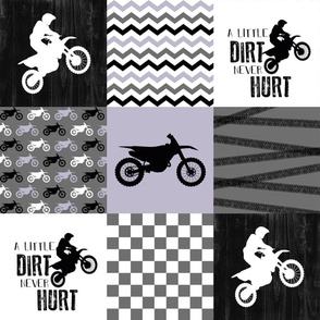Motocross//A little Dirt Never Hurt//Lavender - Wholecloth Cheater Quilt