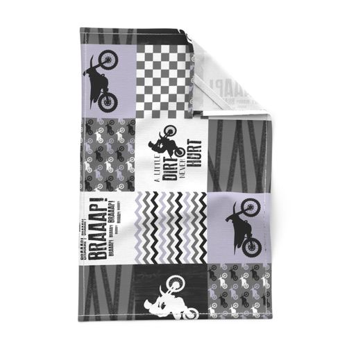 Motocross//A little dirt never hurt//Lavender - Wholecloth Cheater Quilt - Rotated