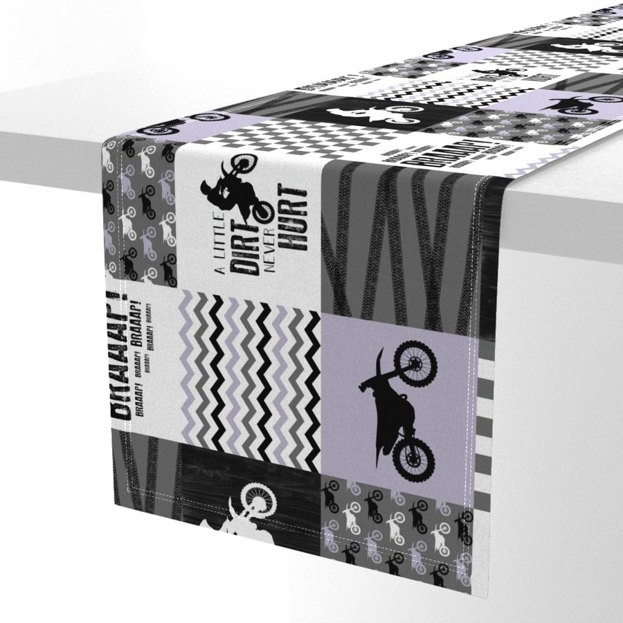 Motocross//A little dirt never hurt//Lavender - Wholecloth Cheater Quilt - Rotated