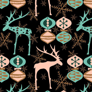 Deer and Ornaments - Limited Color Palette 
