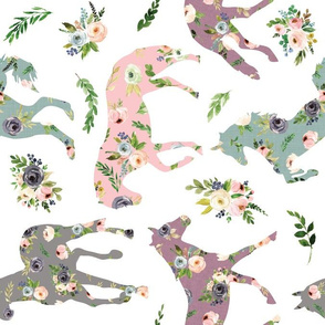 blush floral horses roated