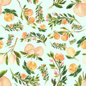 8" Floral Peaches Light Mint