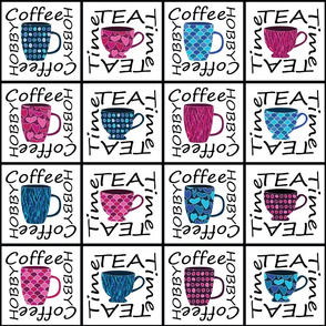 Coffee Cups and Tea Cups Typographic pattern