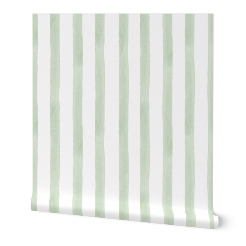 Green watercolor stripes Wallpaper | Spoonflower