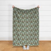 Basket Weave Floral Green