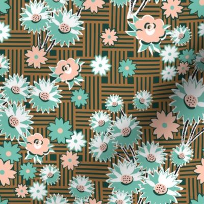 Basket Weave Floral Green