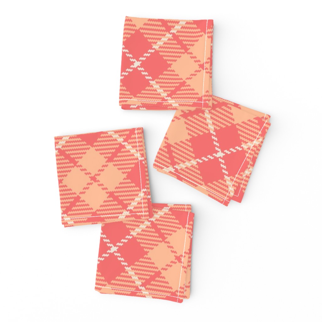 Peach Fuzz Retro tartan diagonal