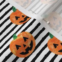 Jack-o'-lantern - halloween pumpkins - watercolor on stripes - LAD19