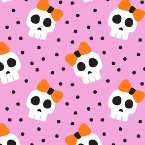 skulls with bows - halloween - pink - LAD19