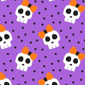 skulls with bows - halloween - purple - LAD19