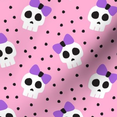 skulls with bows - halloween - pink and purple - LAD19