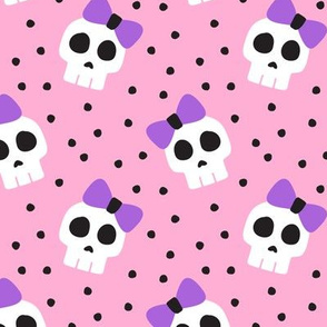 skulls with bows - halloween - pink and purple - LAD19