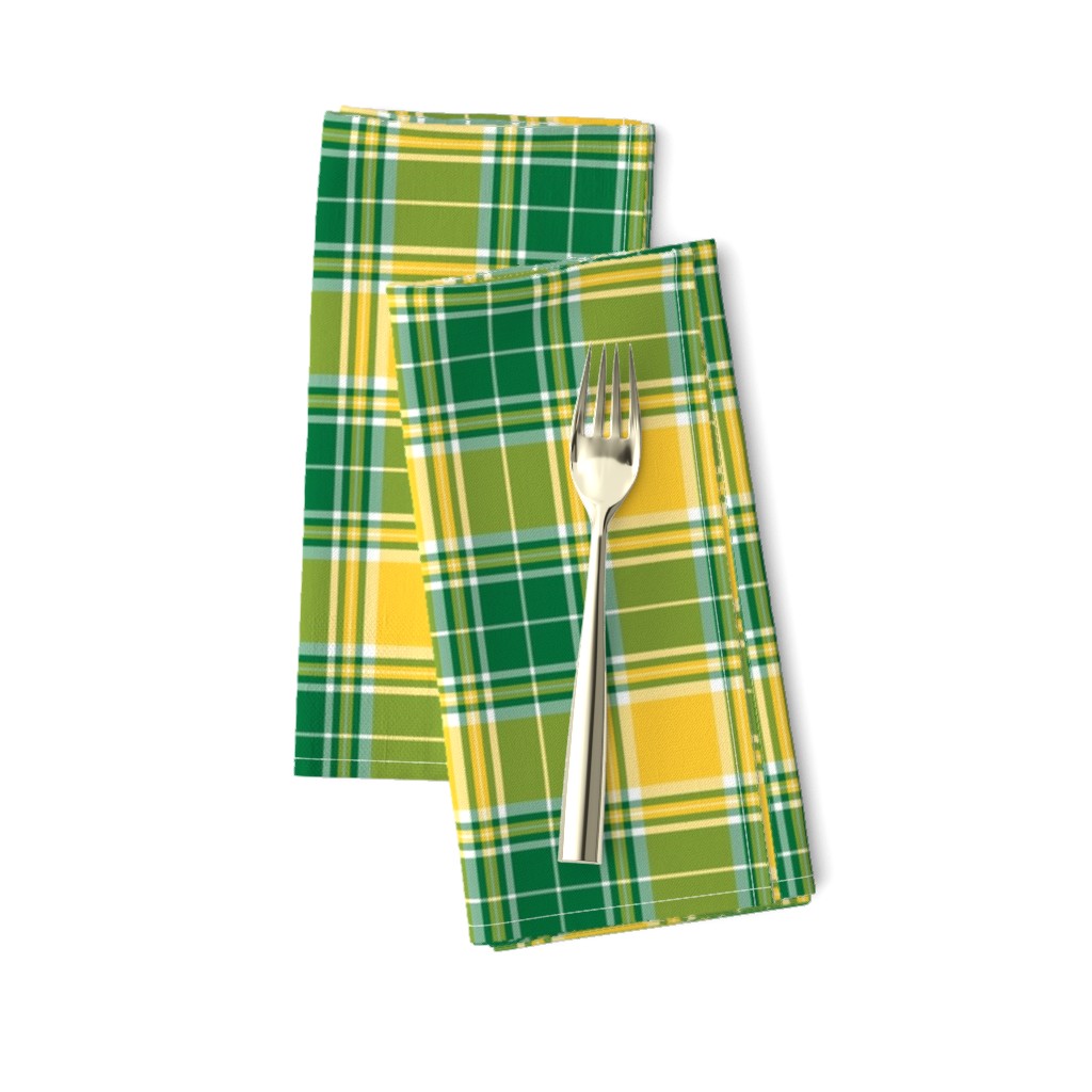 Plaid in White Green and Gold