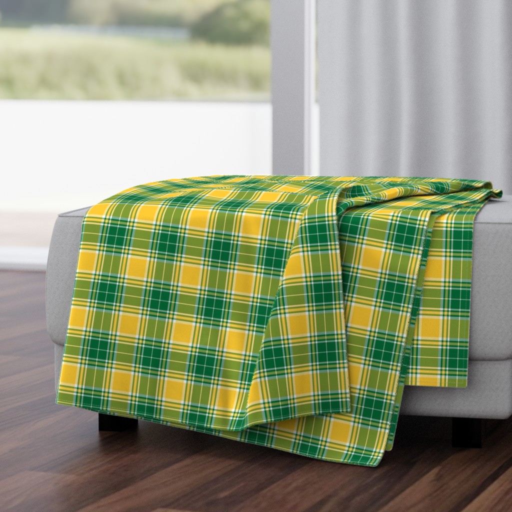 Plaid in White Green and Gold