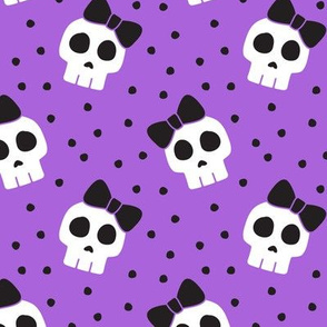 skulls with bows - halloween - purple w/ black bows - LAD19