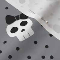 skulls with bows - halloween - grey w/ black bows - LAD19