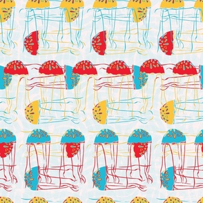 Mid-century Jellyfish in Primary Colours