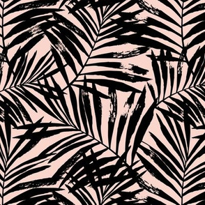 Brush palm leaves – black on blush